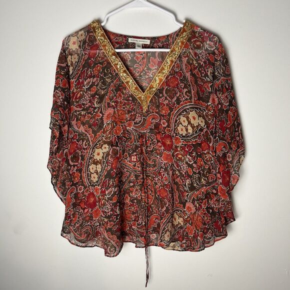 Banana Republic Tops - Banana Republic Silk Cropped Poncho Top S Kimono Boho Cottagecore Fairy 186